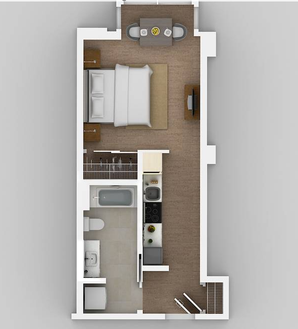 Floor plan for studio, 1 bath, 451 sqft